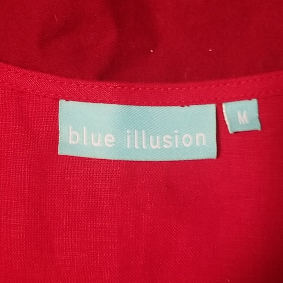 Red linen dress sz M - Picture 2 of 3